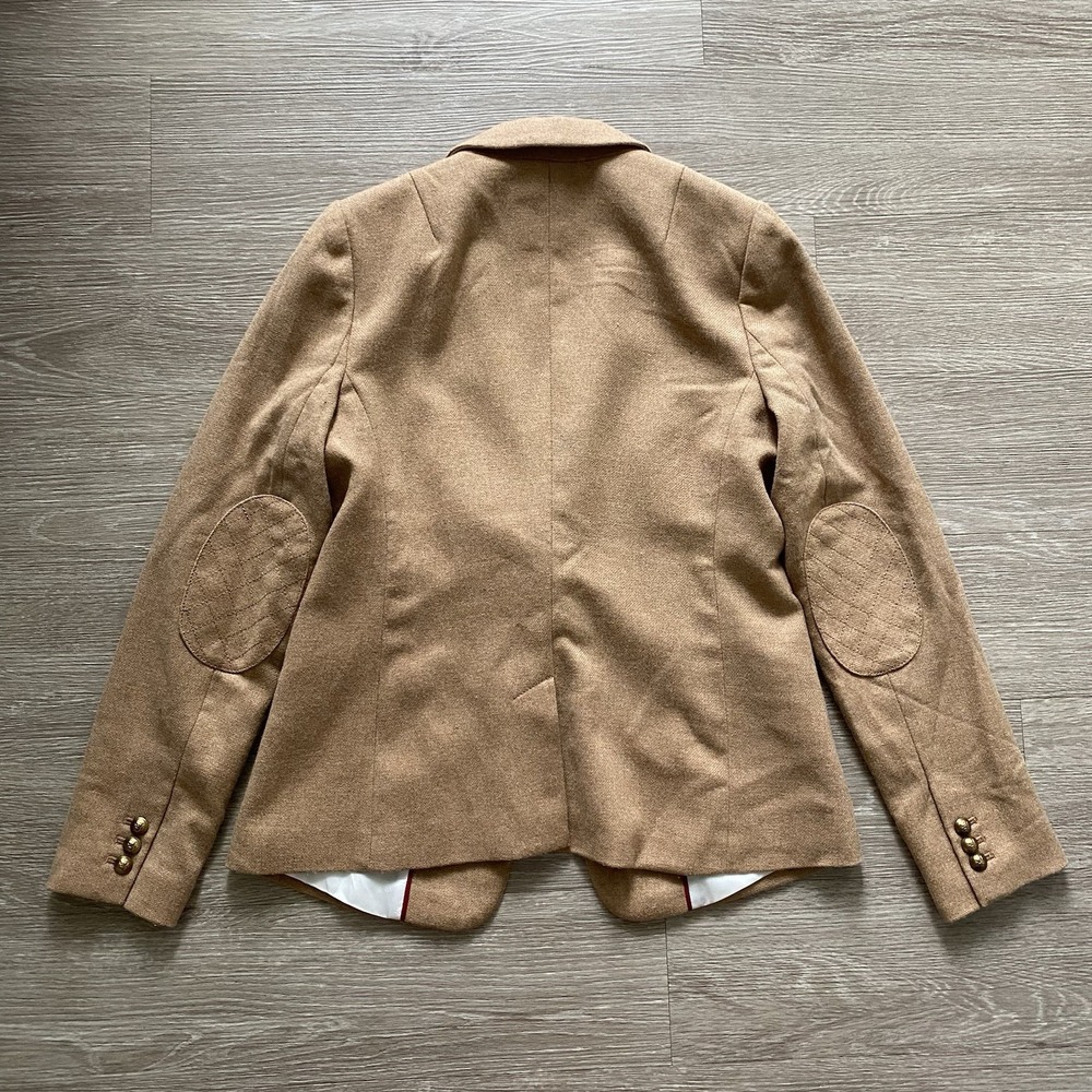 Banana Republic Hacking Jacket Womens 10 Camel Wool Blend Blazer Academia Preppy - Picture 11 of 13